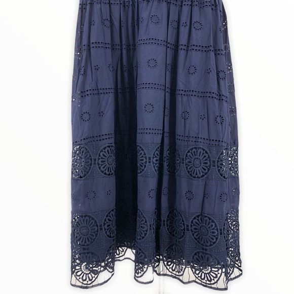 ASOS Navy Square Neck Embroidered Midi Dress NWT - Picture 6 of 14